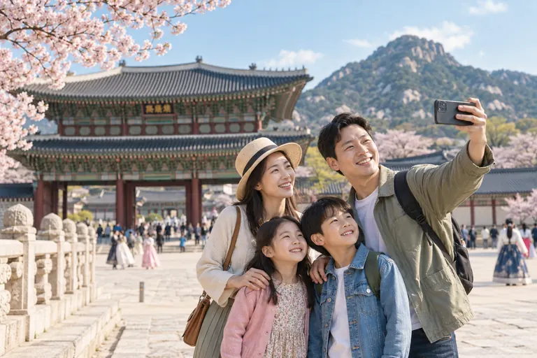Gia đình Việt Nam kết nối bằng eSIM du lịch Hàn Quốc tại Seoul