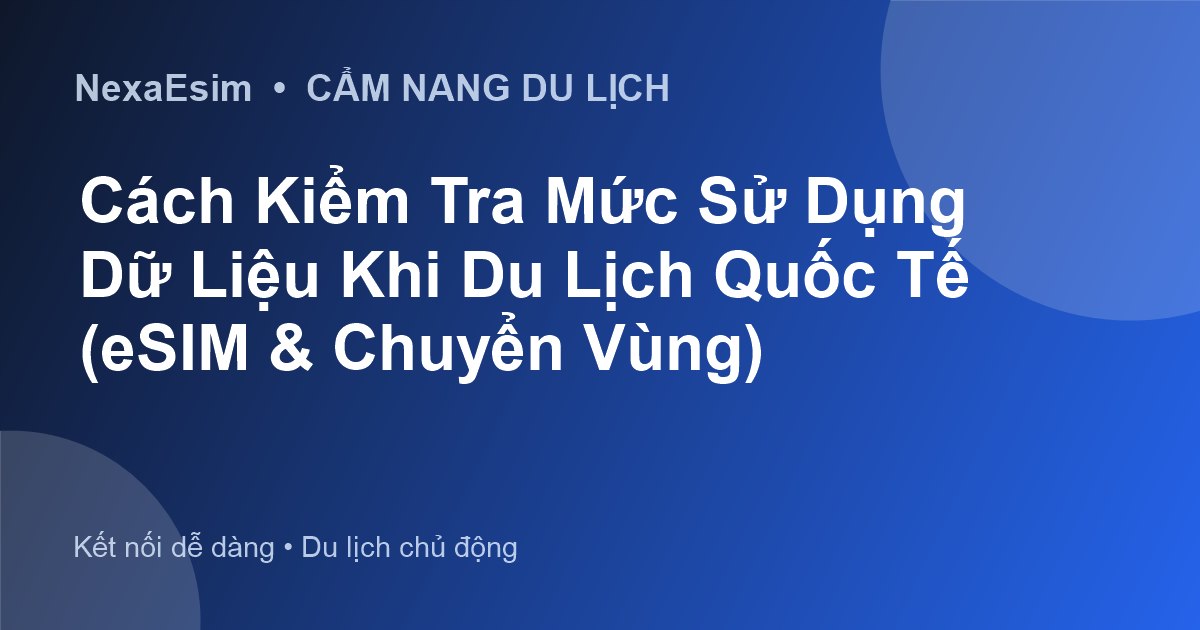 Cách Kiểm Tra Mức Sử Dụng Dữ Liệu Khi Du Lịch Quốc Tế (eSIM & Chuyển Vùng)