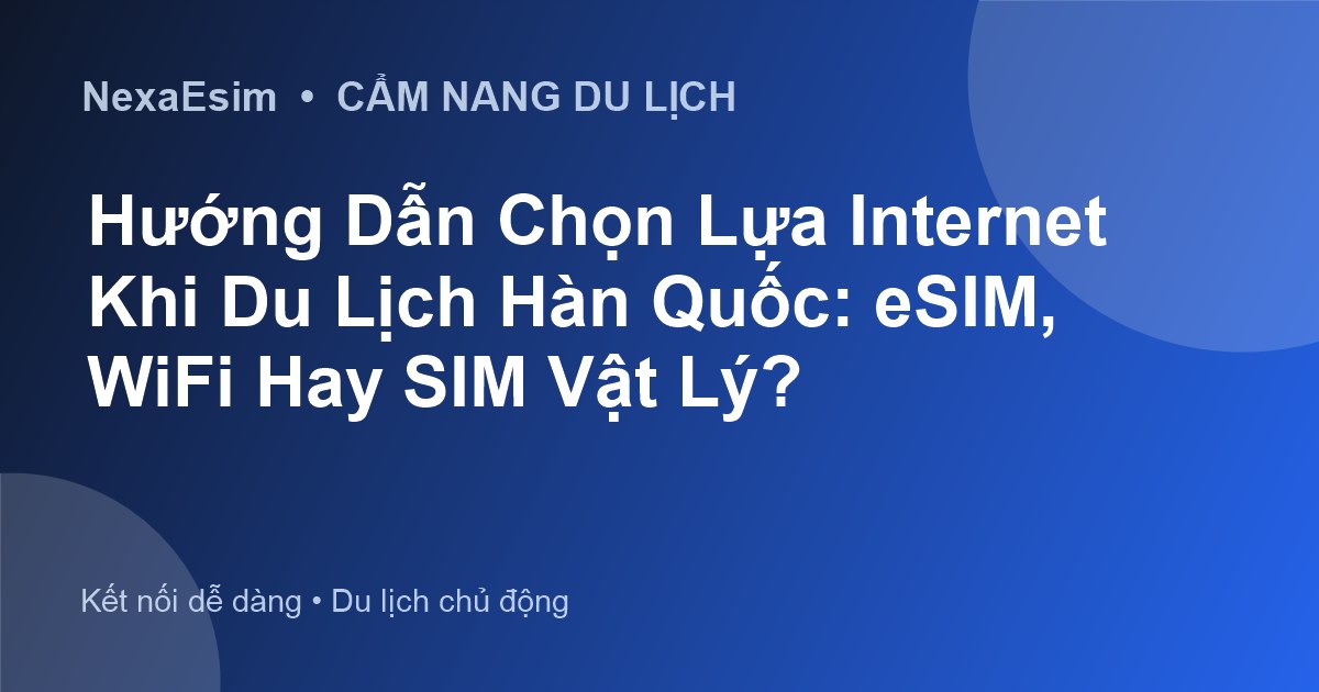 Hướng Dẫn Chọn Lựa Internet Khi Du Lịch Hàn Quốc: eSIM, WiFi Hay SIM Vật Lý?
