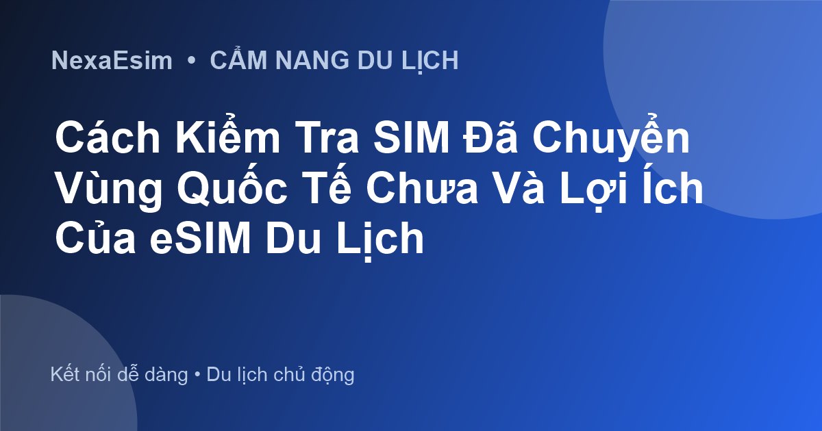 Cách Kiểm Tra SIM Đã Chuyển Vùng Quốc Tế Chưa Và Lợi Ích Của eSIM Du Lịch