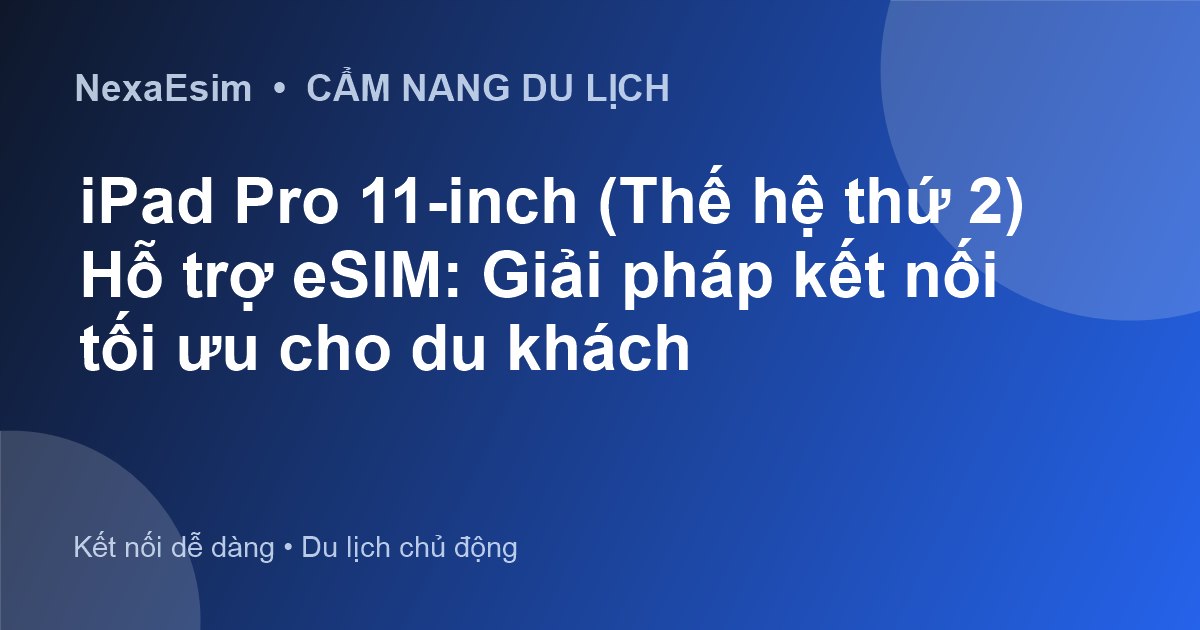 iPad Pro 11-inch (Thế hệ thứ 2) Hỗ trợ eSIM: Giải pháp kết nối tối ưu cho du khách