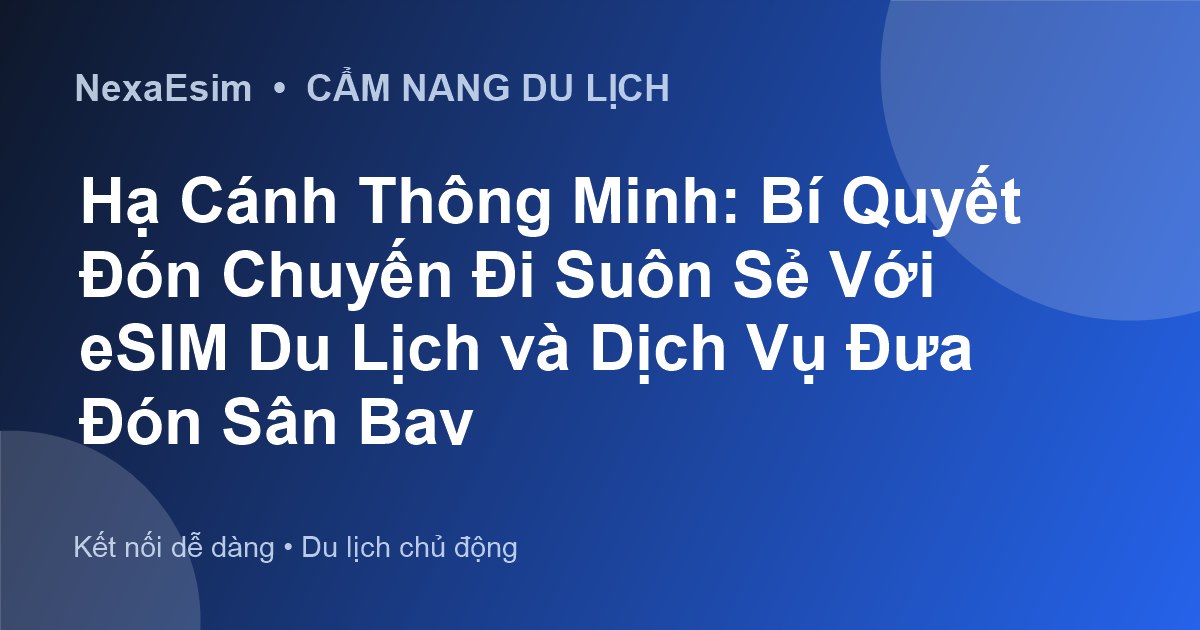Hạ Cánh Thông Minh: Bí Quyết Đón Chuyến Đi Suôn Sẻ Với eSIM Du Lịch và Dịch Vụ Đưa Đón Sân Bay